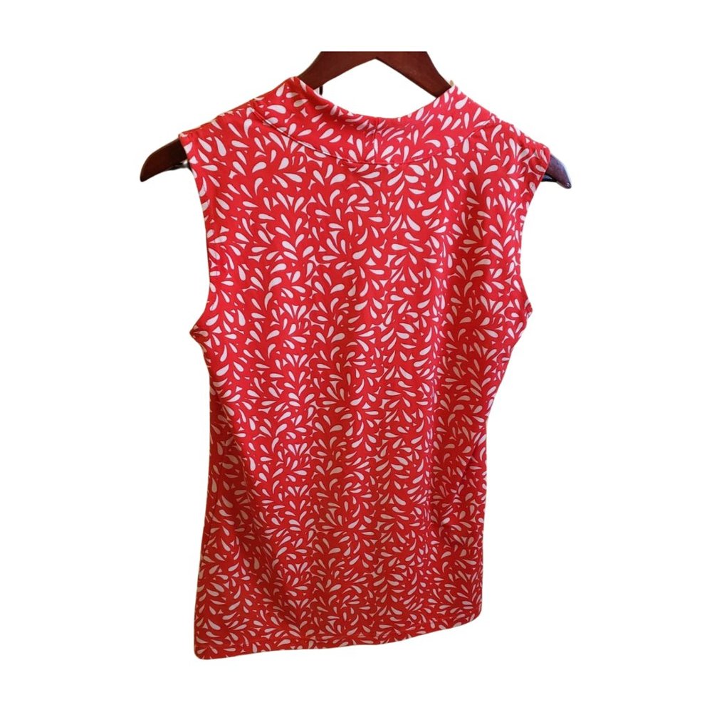 Dana Buchman Red Leaf Print Sleeveless V-Neck Blouse – Size XS - Picture 6 of 14